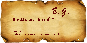 Backhaus Gergő névjegykártya